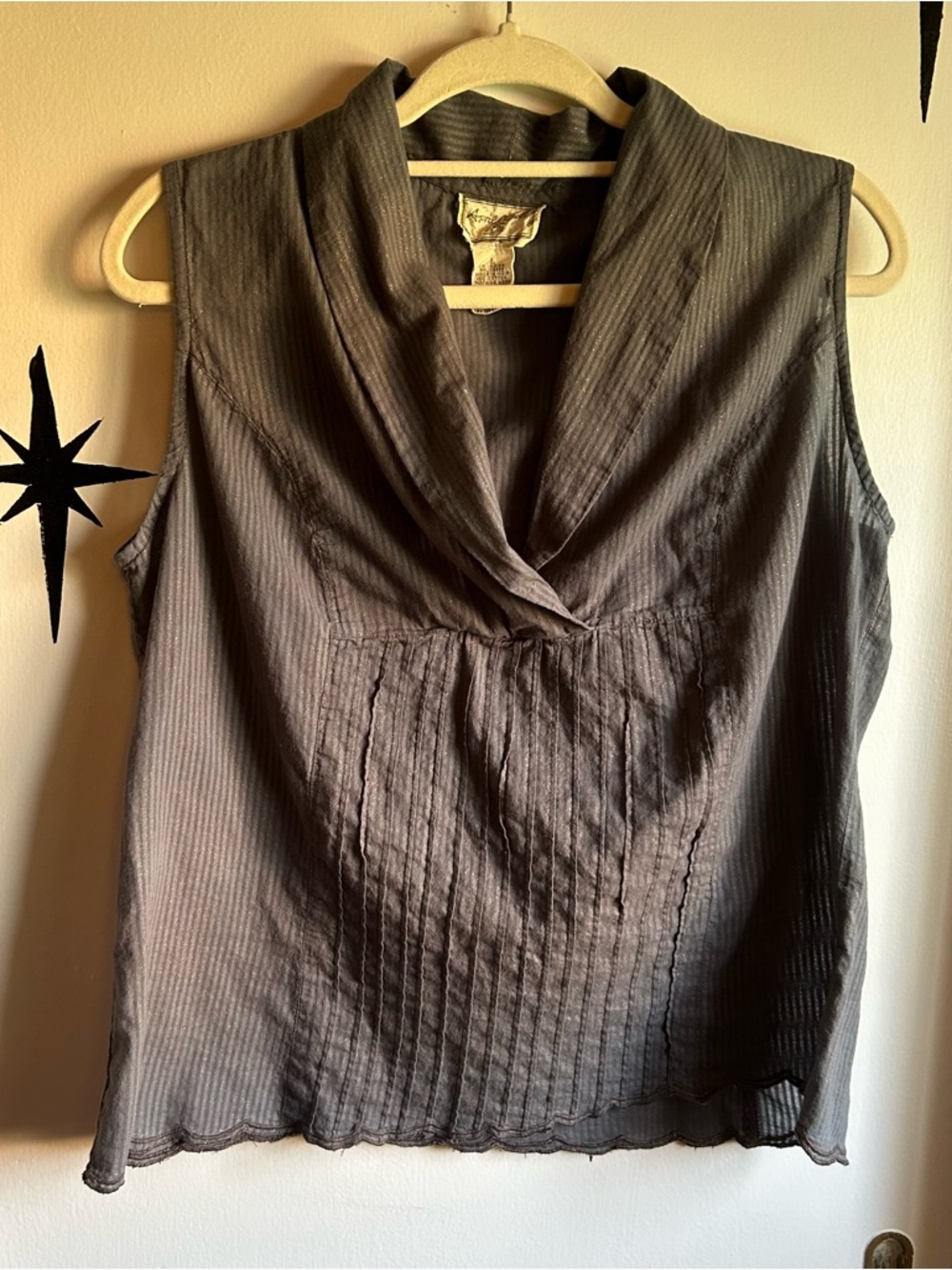 April Cornell Sleeveless V-Neck Pintuck Top - Gray